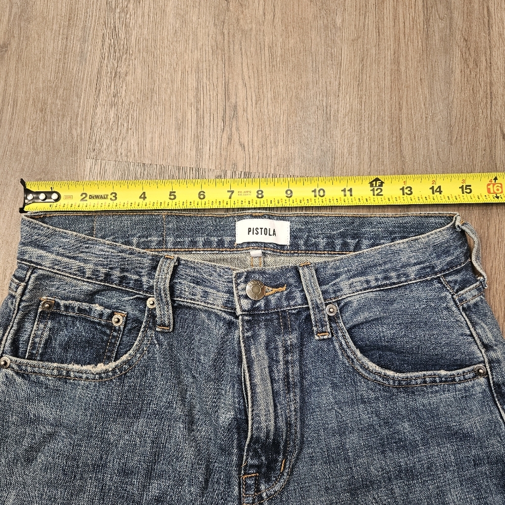 Pistola Jeans Womens 26 Light Wash Straight Leg High Rise Button anthropologie - Picture 5 of 11